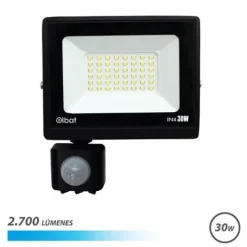 ELBAT SERIE SLIM FOCO LED 30W CON SENSOR DE MOVIMIENTO - 2700 LUMENES - 6500K LUZ FRIA - IP44