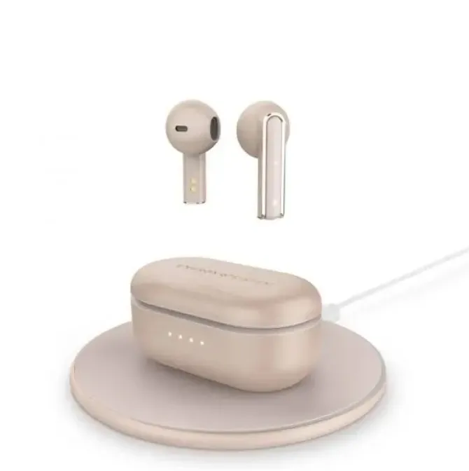 ENERGY SISTEM AURICULARES BLUETOOTH TRUE WIRELESS - BASE DE CARGA INALAMBRICA INCLUIDA - 25 HORAS DE MUSICA - COLOR ROSA ORO