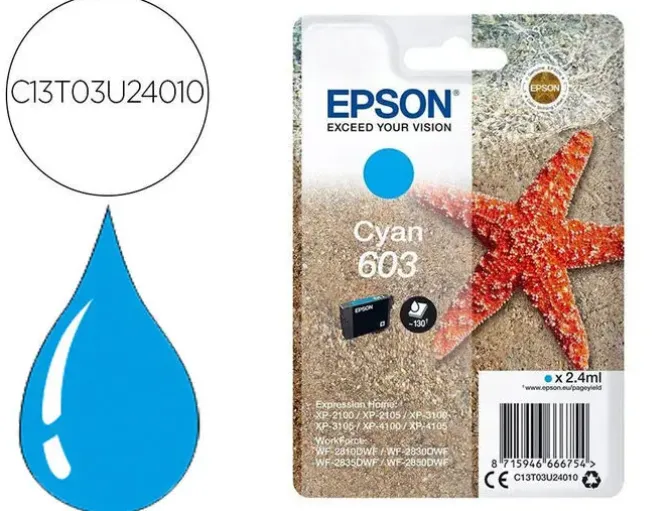EPSON 603 CYAN CARTUCHO DE TINTA ORIGINAL - C13T03U24010