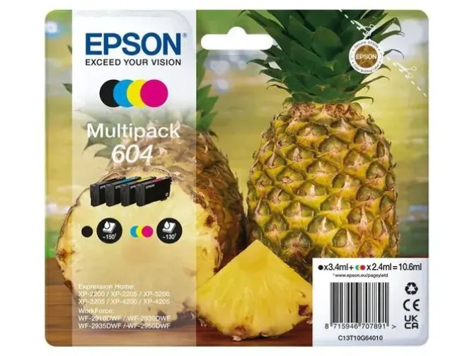 EPSON 604 PACK DE 4 CARTUCHOS DE TINTA ORIGINALES - C13T10G64010