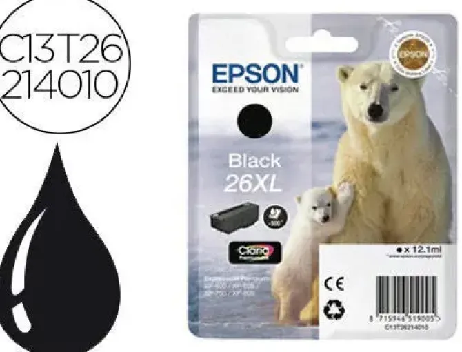 EPSON T2621 (26XL) NEGRO CARTUCHO DE TINTA ORIGINAL - C13T26214012