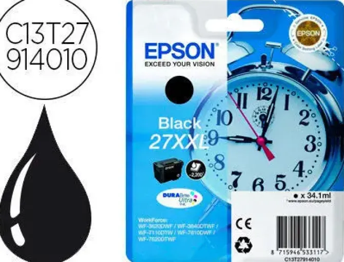 EPSON T2791 (27XXL) NEGRO CARTUCHO DE TINTA ORIGINAL - C13T27914012