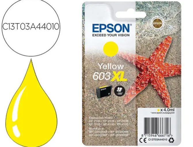 EPSON 603XL AMARILLO CARTUCHO DE TINTA ORIGINAL - C13T03A44010