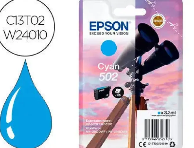 EPSON 502XL CYAN CARTUCHO DE TINTA ORIGINAL - C13T02W24010