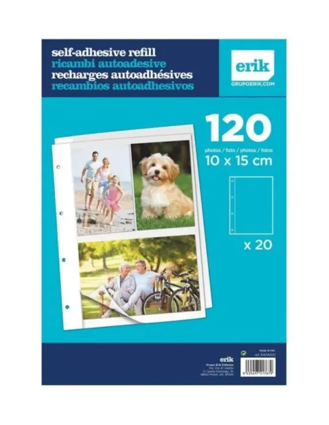 ERIK 20 HOJAS AUTOADHESIVAS PARA 120 FOTOS 10X15CM