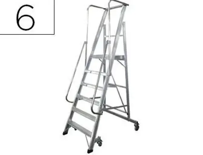 ESCALERA MOVIL KTL DE ALUMINIO CON PLATAFORMA Y GUARDACUERPOS PLEGABLE 6 PELDAÑOS SERIE 2XL-S
