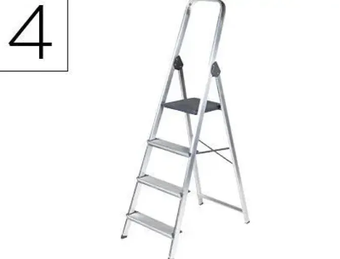 ESCALERA Q-CONNECT DE ALUMINIO 4 PELDAÑOS 860X462X1470 MM PESO MAXIMO 150 KG EN-131