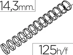 ESPIRAL WIRE 3:1 14,3 MM N.9 NEGRO CAPACIDAD 125 HOJAS CAJA DE 100 UNIDADES
