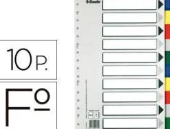 ESSELTE 713 BOLSA DE 10 SEPARADORES DE PLASTICO - 10 PESTAÑAS / 5 COLORES - MULTITALADRO - FORMATO FOLIO