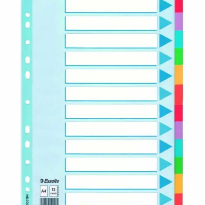 ESSELTE SEPARADORES ESSELTE A4 CART.6PES.1-12 100194 MAK180123