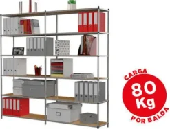 ESTANTERIA FAST-PAPERFLOW METALICA 6 ESTANTES 80 KG POR ESTANTE 200X100X35 CM BASE