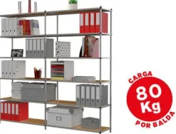 ESTANTERIA FAST-PAPERFLOW METALICA 6 ESTANTES 80 KG POR ESTANTE 200X100X35 CM MODULO ADICIONAL