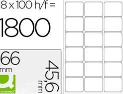 ETIQUETA ADHESIVA Q-CONNECT KF01583 TAMAÑO 66X45,6 MM FOTOCOPIADORA LASER INK-JET CAJA CON 100 HOJAS DIN A4