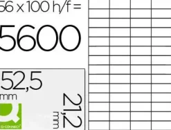 ETIQUETA ADHESIVA Q-CONNECT KF10638 TAMAÑO 52,5X21,2 MM FOTOCOPIADORA LASER INK-JET CAJA CON 100 HOJAS DIN A4