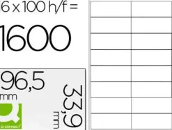 ETIQUETA ADHESIVA Q-CONNECT KF10651 TAMAÑO 96,5X33,9 MM FOTOCOPIADORA LASER INK-JET CAJA CON 100 HOJAS DIN A4