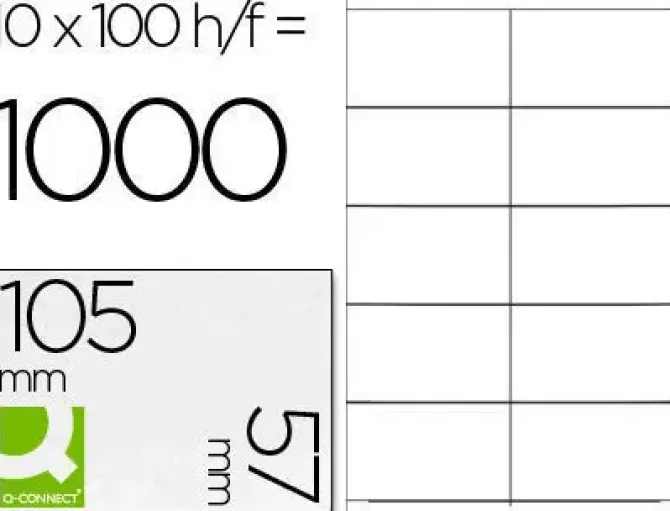 ETIQUETA ADHESIVA Q-CONNECT KF10658 TAMAÑO 105X57 MM FOTOCOPIADORA LASER INK-JET CAJA CON 100 HOJAS DIN A4