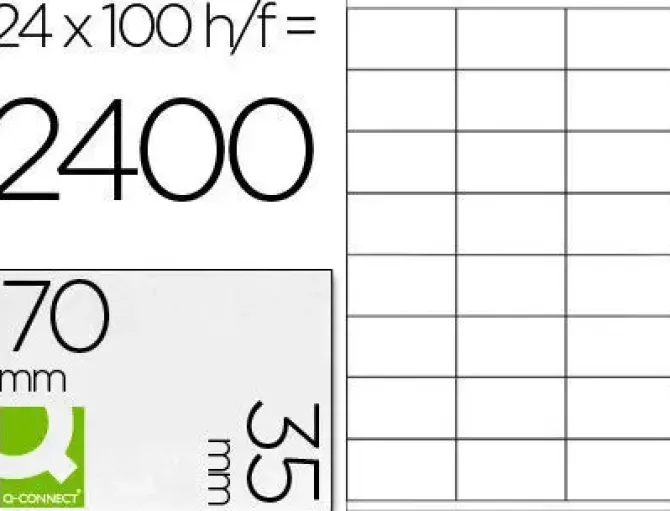 ETIQUETA ADHESIVA Q-CONNECT KF10645 -TAMAÑO 70X35 MM FOTOCOPIADORA LASER INK-JET CAJA CON 100 HOJAS DIN A4
