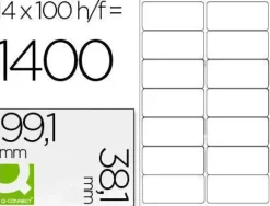 ETIQUETA ADHESIVA Q-CONNECT KF01585 TAMAÑO 99,1X38,1 MM FOTOCOPIADORA LASER INK-JET CAJA CON 100 HOJAS DIN A4