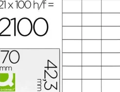 ETIQUETA ADHESIVA Q-CONNECT KF10649 -TAMAÑO 70X42,3 MM FOTOCOPIADORA LASER INK-JET CAJA CON 100 HOJAS DIN A4