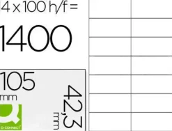 ETIQUETA ADHESIVA Q-CONNECT KF10656 TAMAÑO 105X42,3 MM FOTOCOPIADORA LASER INK-JET CAJA CON 100 HOJAS DIN A4