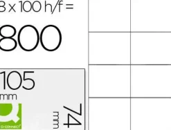 ETIQUETA ADHESIVA Q-CONNECT KF10659 TAMAÑO 105X74 MM FOTOCOPIADORA LASER INK-JET CAJA CON 100 HOJAS DIN A4