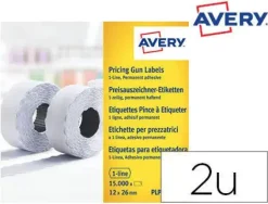 ETIQUETA AVERY 1 LINEA ADHESIVO PERMANENTE 26X12 MM BLANCA ROLLO DE 1500 UNIDADES CAJA DE 10 UNIDADES