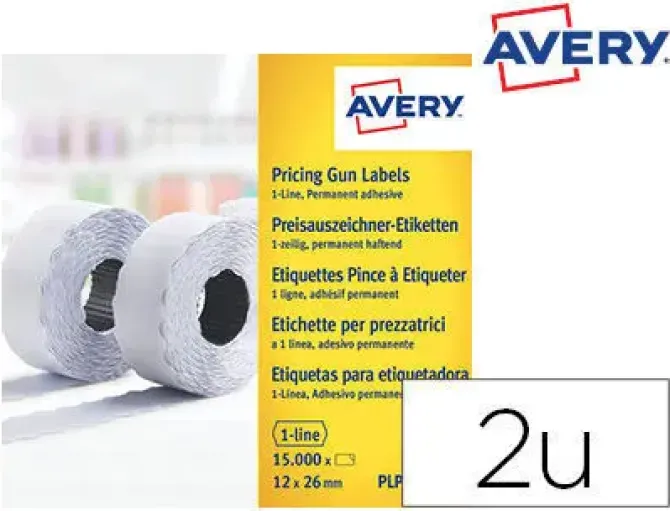 ETIQUETA AVERY 1 LINEA ADHESIVO PERMANENTE 26X12 MM BLANCA ROLLO DE 1500 UNIDADES CAJA DE 10 UNIDADES