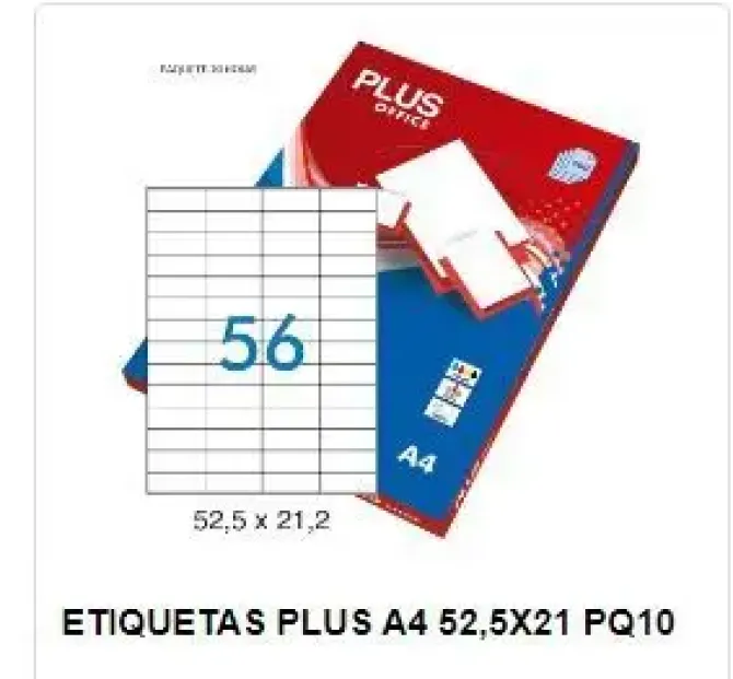 ETIQUETA PLUS A4 52,5X21MM 10HOJAS 560ETIQUETAS 035862