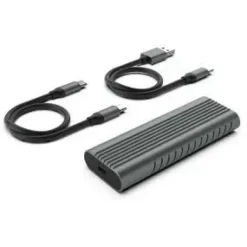 EWENT CAJA EXTERNA USB 3.2 - USB-C SSD SIN TORNILLOS - CABLE USB C-C Y USB C-A - COLOR GRIS