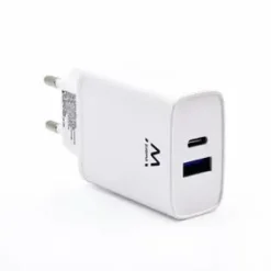 EWENT CARGADOR DE PARED USB-C/PD + USB-A/QC 20W - COLOR BLANCO