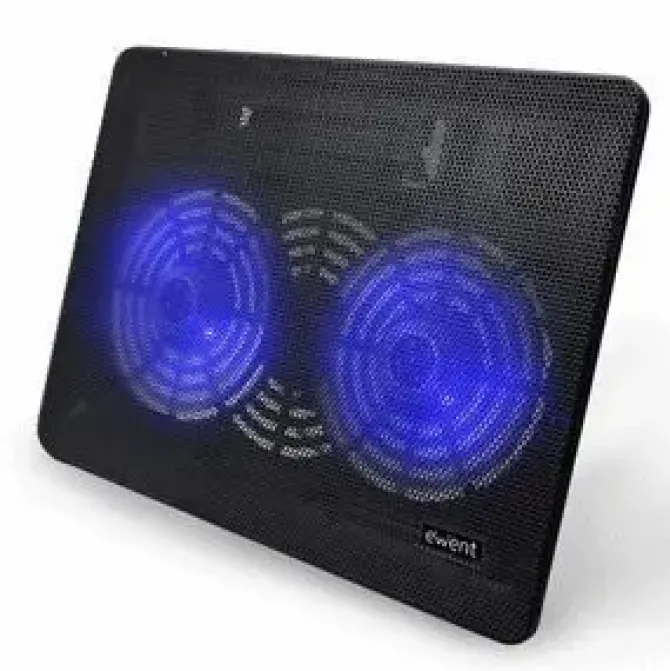 EWENT EW1256 BASE DE REFRIGERACION PARA PORTATIL HASTA 17 - 2 VENTILADOR - ALTURA AJUSTABLE - COLOR NEGRO