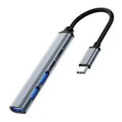 EWENT EW1149 HUB 5 PUERTOS - 1X USB-A 3.2 GEN1, 2X USB 2.0, 1X USB-C, 1X USB-C PD - CABLE 15CM - COLOR PLATA