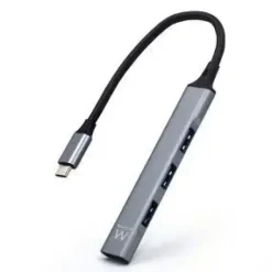 EWENT EW1145 HUB USB TIPO C - 1 PUERTO USB 3.2 Y 3 PUERTOS USB 2.0 - DISEÑO COMPACTO - COLOR PLATA