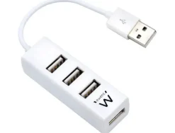 EWENT EW1122 MINI-HUB 4 PUERTOS USB 2.0 - CABLE 12CM - COLOR BLANCO