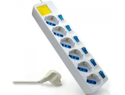 EWENT EW3932 REGLETA CON 6 TOMAS DE CORRIENTE - PROTECCION CONTRA SOBRETENSIONES - INTERRUPTORES INDIVIDUALES. COLOR BLANCO