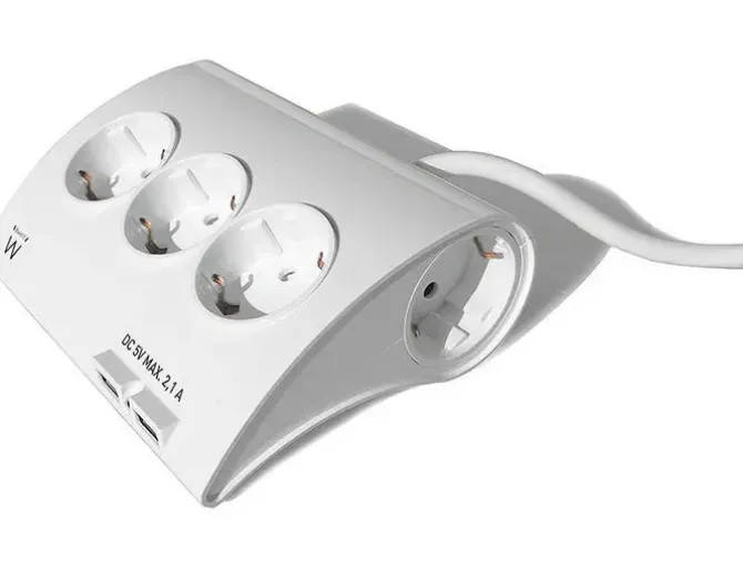 EWENT REGLETA DE ENERGIA - 5 ENCHUFES - VERSION SCHUKO - 16A - 2 PUERTOS USB - CABLE DE 1.5M - COLOR BLANCO