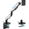 EWENT SOPORTE DE MESA RGB PARA MONITOR/TV - GIRATORIO E INCLINABLE - ILUMINACION RGB - ACERO Y ALUMINIO - COMPATIBLE VESA - CARGA MAXIMA 20KG - BRAZO ARTICULADO - SISTEMA DE PASACABLES - COLOR BLANCO