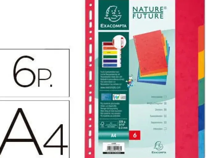 EXACLAIR SEPARADORES EXACOMPTA A4 CART. 6PEST 1406E MAK180827
