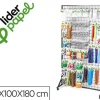 EXPOSITOR LIDERPAPEL METALICO PARA PRODUCTOS DE MANUALIDADES CON 373 UNIDADES SURTIDAS 40 GANCHOS Y 3 BANDEJAS