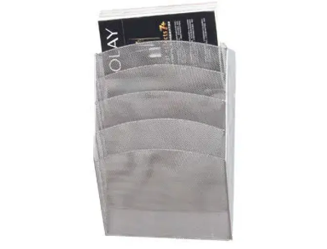 EXPOSITOR MURAL Q-CONNECT DE PARED 5 BANDEJAS DIN A4 PLATEADO 9,3X31,5X44 CM