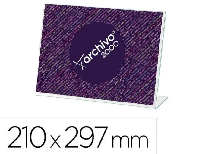 EXPOSITOR SOBREMESA ARCHIVO 2000 CON FORMA L POLIESTIRENO TRANSPARENTE DIN A4 HORIZONTAL DOBLE CARA