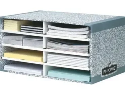 FELLOWES BANKERS BOX CLASIFICADOR DE SOBREMESA - MONTAJE AUTOMATICO FASTFOLD - CARTON RECICLADO CERTIFICACION FSC - COLOR GRIS