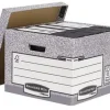 FELLOWES BANKERS BOX CONTENEDOR DE ARCHIVOS FOLIO - MONTAJE AUTOMATICO FASTFOLD - CARTON RECICLADO CERTIFICACION FSC - COLOR GRIS