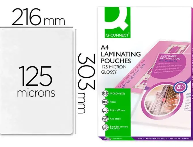 FELLOWES PACK DE 100 FUNDAS PARA PLASTIFICAR BRILLO A4 - 125 MICRAS - ALTA CALIDAD - TRANSPARENTE