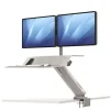 FELLOWES SIT-STAND LOTUS RT ESTACION DE TRABAJO DOBLE - AMPLIA SUPERFICIE - INCLUYE BRAZO MONITOR - SUPERFICIE DE MADERA RESISTENTE - COLOR BLANCO