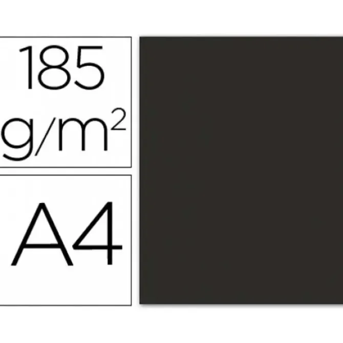 FILA CARTULINA GUARRO A4 185G NEGRO 50/UD 200040179 MAK655413