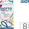 FILA GIOTTO TURBO GLITTER PACK DE 8 ROTULADORES - PUNTA FINA 2.8MM - TINTA AL AGUA - LAVABLE - COLORES SURTIDOS