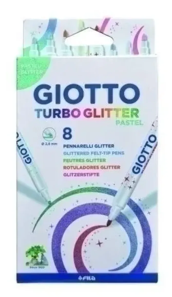 FILA ROTULADOR FIBRA GIOTTO TURBO GLITTER PASTEL CAJA DE 8