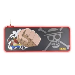 FR-TEC ONE PIECE LUFFY ALFOMBRILLA PARA TECLADO Y RATON XL - LUZ LED ROJA EN BORDES - BASE DE GOMA ANTIDESLIZANTE