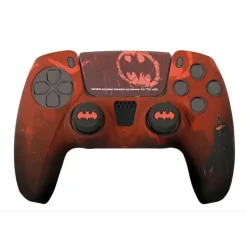 FR-TEC PACK OFICIAL DE BATMAN FUNDA DE SILICONA + GRIPS PARA JOYSTICKS PARA DUALSENSE - DISEÑO INSPIRADO EN COMICS - STICKER PARA EL TOUCHPAD - COLOR ROJO